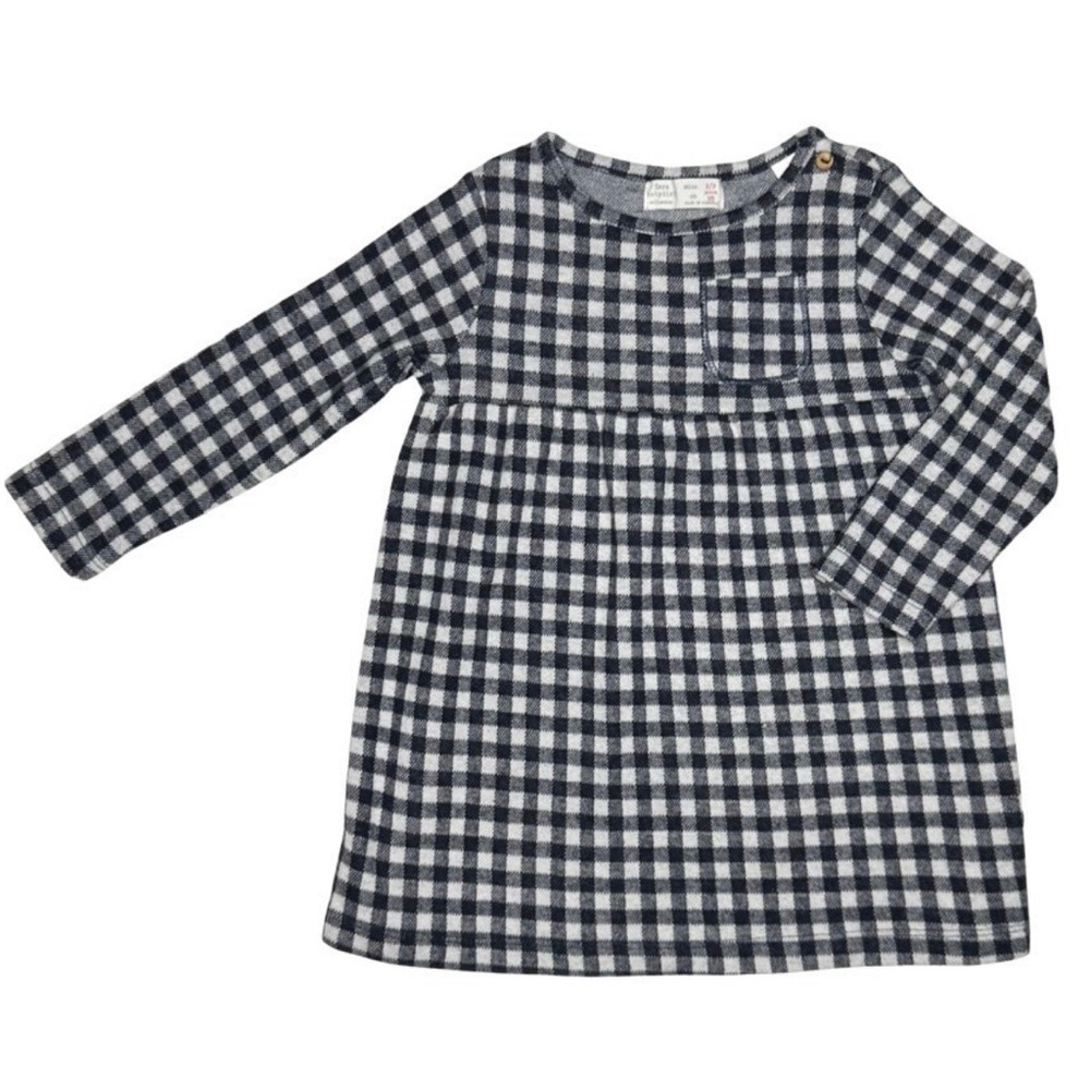 Zara Navy Gingham Dress